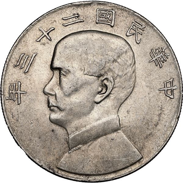 CHINA, Republic, "junk" dollar, Sun Yat-sen, Year 22 (1933), NGC AU 55.
