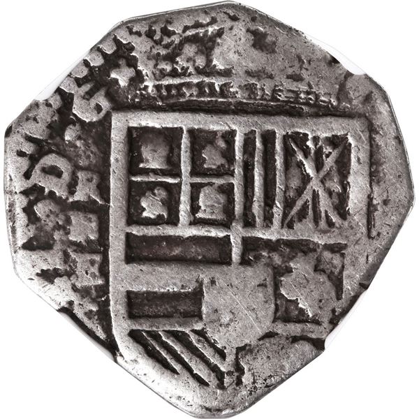 COLOMBIA, Cartagena, cob 4 reales, Philip IV, assayer E below mintmark RN to left (1620s), NGC VF 20