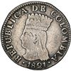 Image 1 : COLOMBIA, Bogotá (Cundinamarca), 2 reales, 1821 JF, no BA, stars on reverse, NGC VF details / cleane