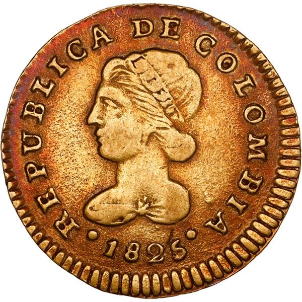 COLOMBIA, Popayán, gold 1 escudo, 1825 FM, ex-JEAS.