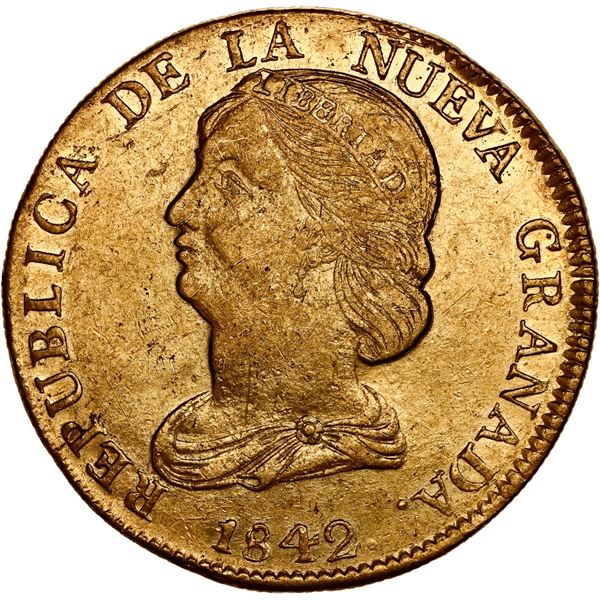 COLOMBIA, Popayán, gold 16 pesos, 1842 UM, U/M , ex-JEAS.
