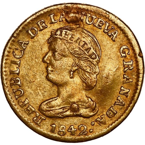 COLOMBIA, Popayán, gold 2 pesos, 1842 VU, ex-JEAS.