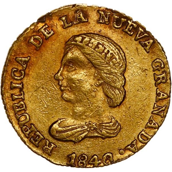 COLOMBIA, Bogotá, gold 1 peso, 1846 RS, ex-JEAS.
