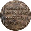 Image 2 : COLOMBIA, Mompox, copper 1 mitad token, 1844, José M. Ruiz, rare, NGC AU details / tooled.