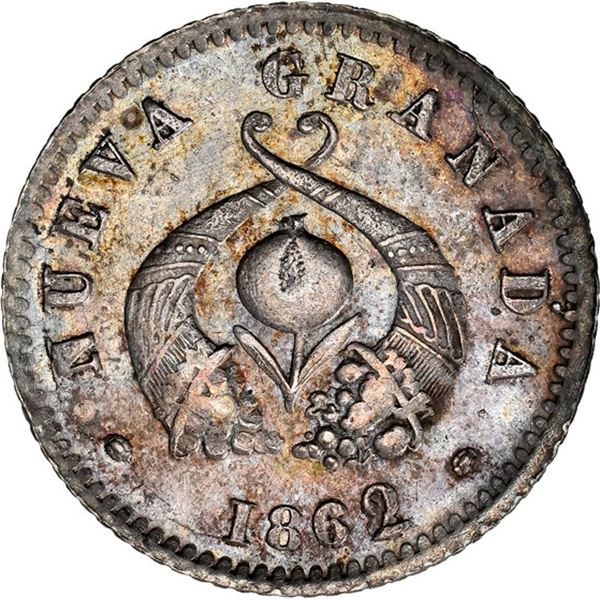 COLOMBIA, Popayán, ½ real, 1862/48, NGC AU details / cleaned, finest and only example in NGC census,