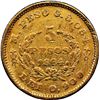 Image 2 : COLOMBIA, Medellín, gold 5 pesos, 1864, COLOMBIA, large stars, very rare, NGC VF details / cleaned, 