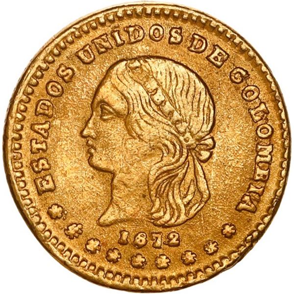 COLOMBIA, Medellín, gold 1 peso, 1872/1, condor reverse, ex-JEAS.