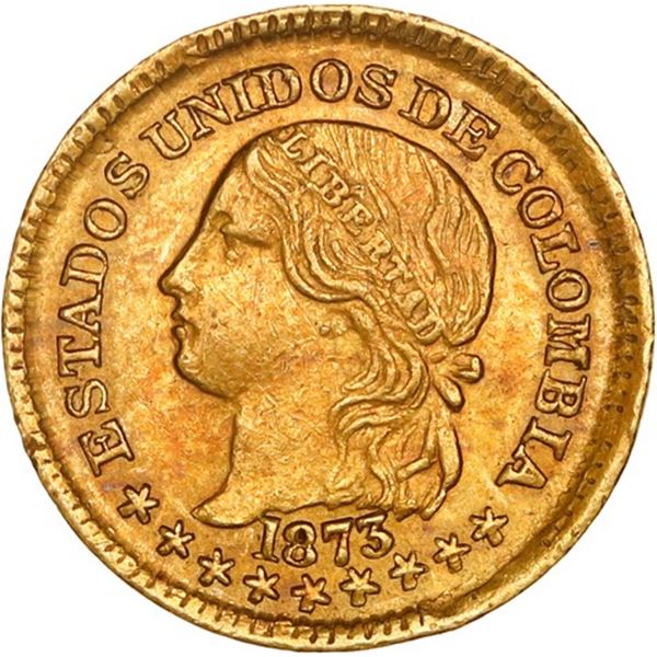 COLOMBIA, Bogotá, gold 1 peso, 1873, ex-JEAS.
