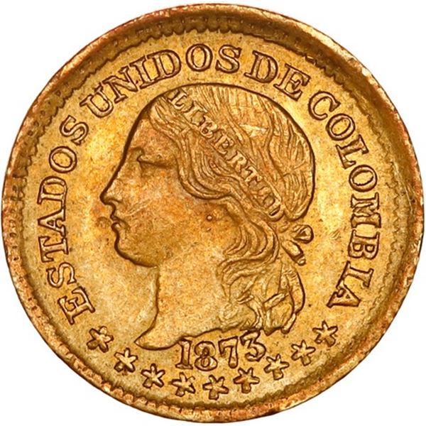 COLOMBIA, Bogotá, gold 1 peso, 1873, ex-JEAS.