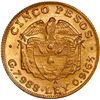 Image 2 : COLOMBIA, Medellín, gold 5 pesos, 1920, mintmark A to right, ex-JEAS.