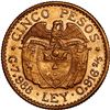 Image 2 : COLOMBIA, Medellín, gold 5 pesos, 1924, large 4 in date, ex-JEAS.