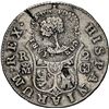 Image 2 : COSTA RICA, 2 reales, female head / ceiba tree counterstamp (Type III, 1845) on a Madrid, Spain, bus