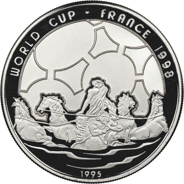 CUBA, Havana mint, proof pattern 10 pesos, 1995, World Cup France 1998, extremely rare, NGC PF 69 Ul