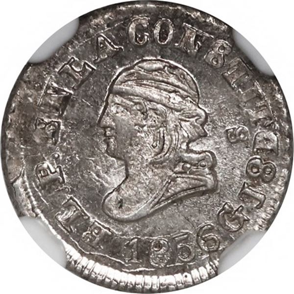 ECUADOR, Quito, ¼ real, 1856 GJ, NGC MS 66.