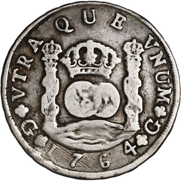 GUATEMALA, Guatemala City, pillar 8 reales, Charles III, 1764 P, ex-Brameld.