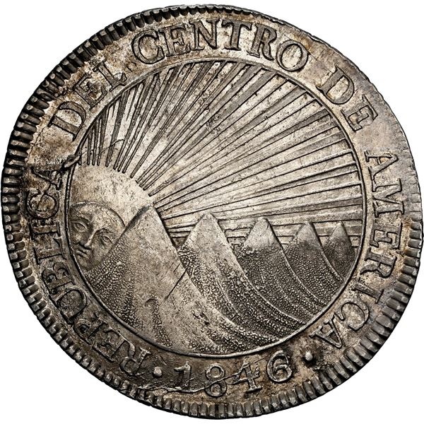 GUATEMALA (Central American Republic), Guatemala City, 8 reales, 1846/2 AE/MA, Z/S in CREZCA, NGC AU