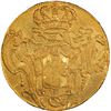 Image 2 : MARTINIQUE, gold 22 livres, 22 over eagle countermark (1805) on an edge-trimmed Brazil (Rio mint) 64