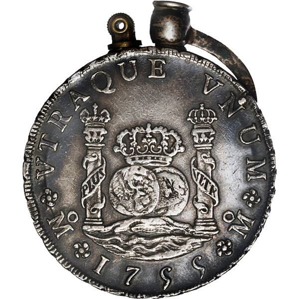 MEXICO, Mexico City, pillar 8 reales, Ferdinand VI, 1755 (MM), mated with a Mexican Philip V pillar 