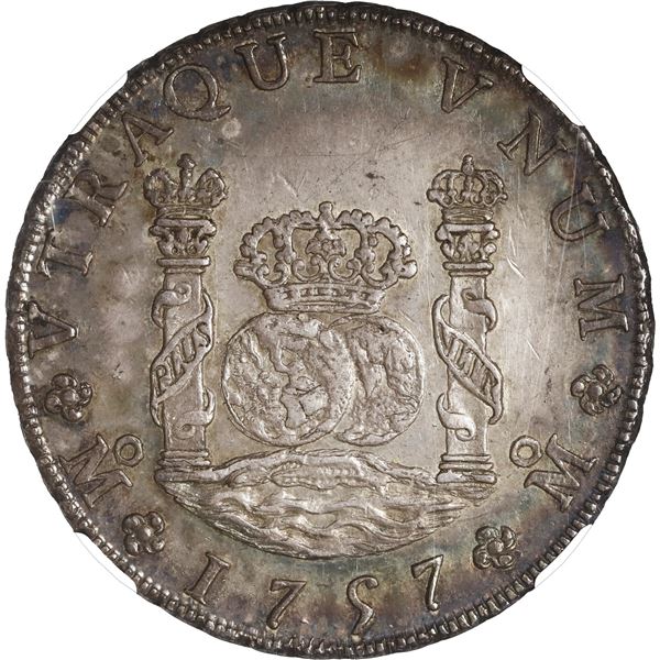 MEXICO, Mexico City, pillar 8 reales, Ferdinand VI, 1757/6 MM, NGC MS 62 (with gold WINGS sticker), 