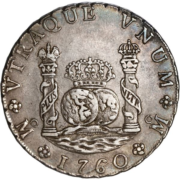 MEXICO, Mexico City, pillar 8 reales, Ferdinand VI, 1760/59 MM, rare, ex-Brameld.