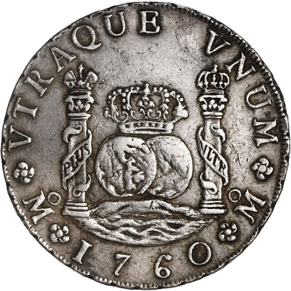 MEXICO, Mexico City, pillar 8 reales, Charles III, 1760 MM, ex-Brameld.