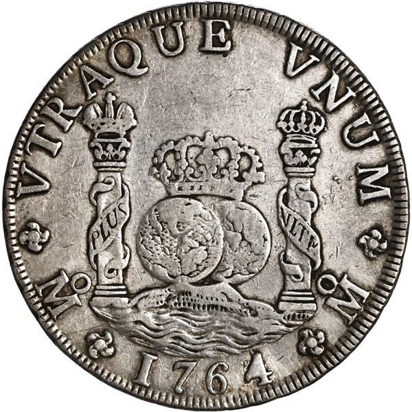 MEXICO, Mexico City, pillar 8 reales, Charles III, 1764 MF, ex-Brameld.