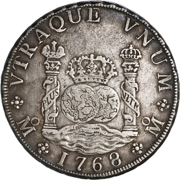 MEXICO, Mexico City, pillar 8 reales, Charles III, 1768 MF, ex-Brameld.