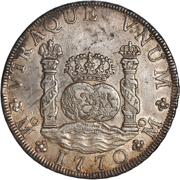 MEXICO, Mexico City, pillar 8 reales, Charles III, 1770 MF, ex-Brameld.