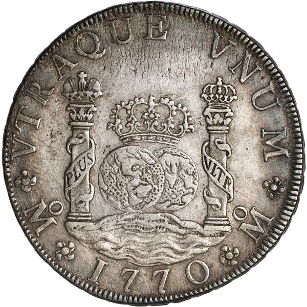 MEXICO, Mexico City, pillar 8 reales, Charles III, 1770 FM, ex-Brameld.