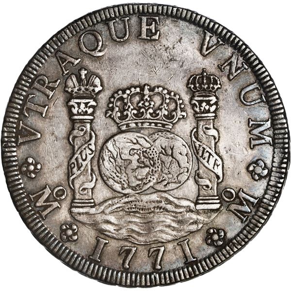 MEXICO, Mexico City, pillar 8 reales, Charles III, 1771 FM, ex-Brameld.