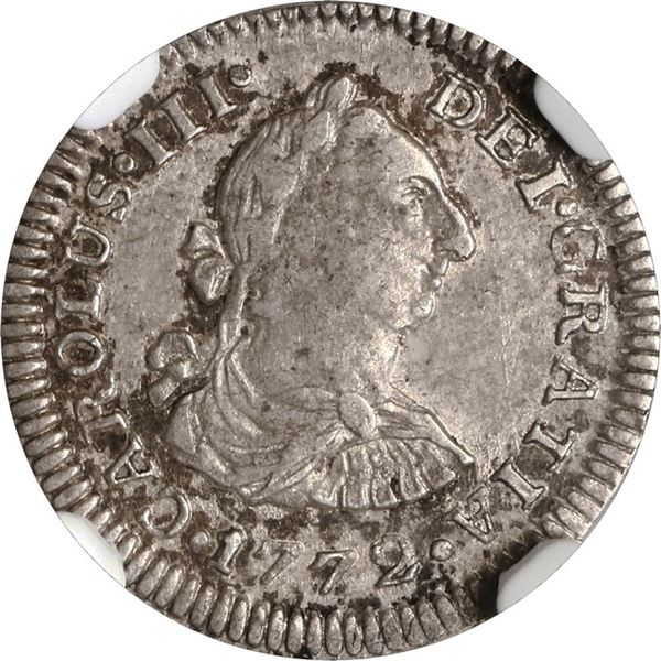 MEXICO, Mexico City, bust ½ real, Charles III, 1772 FF, NGC AU 53.