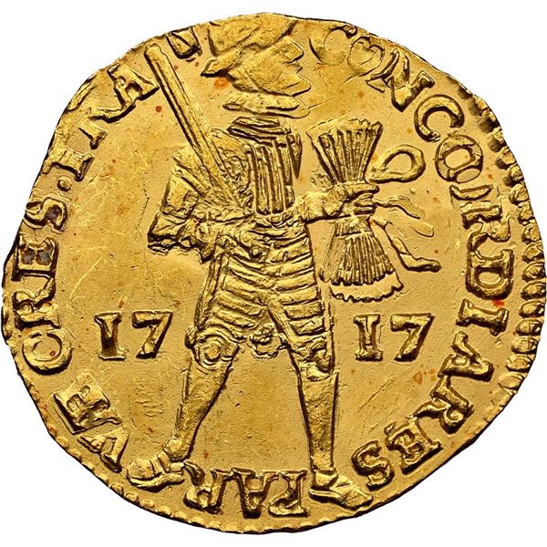 NETHERLANDS (United), Utrecht, gold ducat, 1717, NGC MS 62 (Shipwreck Blue Label), ex-Akerendam (172
