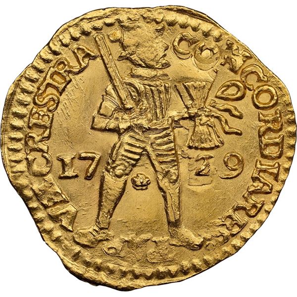 NETHERLANDS (United), Utrecht, gold ducat, 1729, NGC MS 63 (Shipwreck Blue Label), ex-Vliegenthart (
