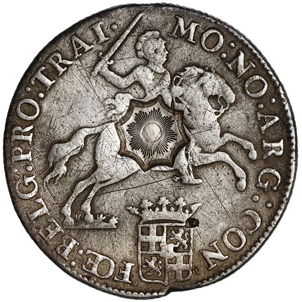 NETHERLANDS (United), Utrecht, "rider" ducatoon, 1785, with eight-point sunburst Asian countermark, 