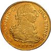 Image 1 : PERU, Lima, gold bust 8 escudos, Charles III, 1773 JM, mintmark to left, NGC AU 53, ex-Almenara.