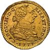 Image 1 : PERU, Lima, gold bust 1 escudo, Charles III, 1779 MJ, NGC UNC details / rim filing, ex-Almenara.