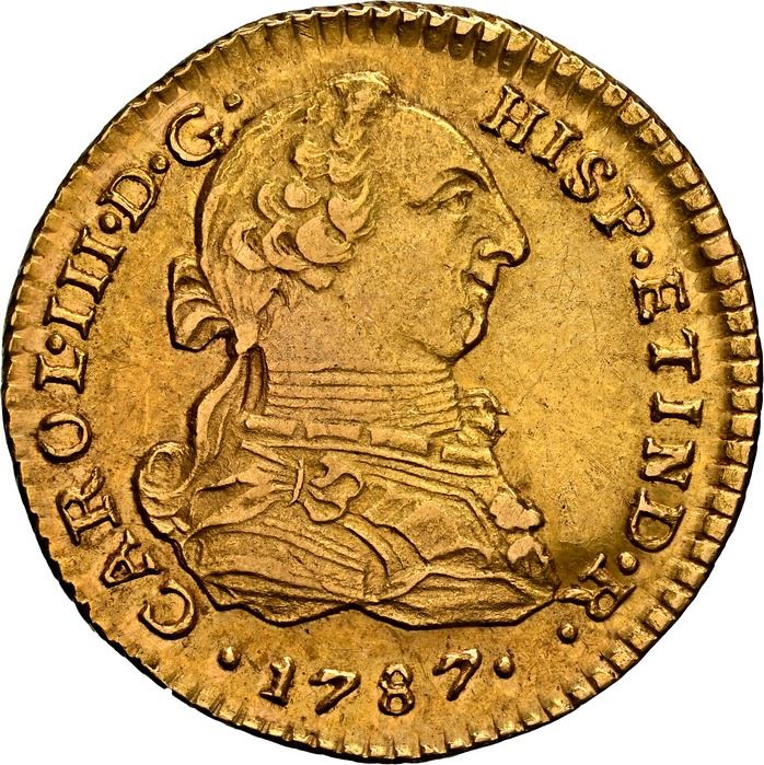 PERU, Lima, gold bust 1 escudo, Charles III, 1787 MI, NGC AU 58, finest ...