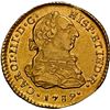 Image 1 : PERU, Lima, gold bust 1 escudo, Charles III, 1789 IJ, posthumous issue, NGC AU details / obv cleaned