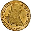 Image 1 : PERU, Lima, gold bust 1 escudo, Charles IV, 1796 IJ, NGC UNC details / rev spot removed, finest and 