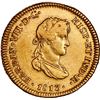 Image 1 : PERU, Lima, gold bust 1 escudo, Ferdinand VII, 1813 JP, small bust, very rare, NGC AU details / clea