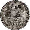 Image 1 : PERU, Lima, pillar 8 reales, Ferdinand VI, 1754 JD, with Asian chopmarks, ex-Brameld.