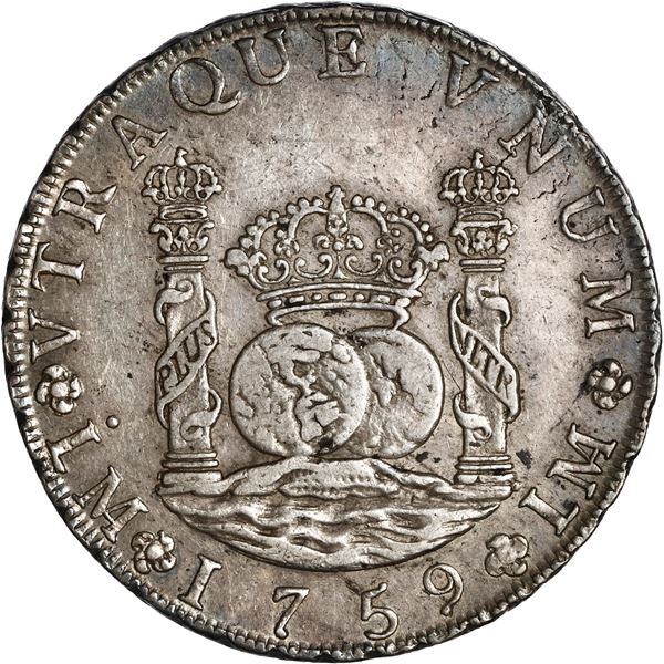 PERU, Lima, pillar 8 reales, Ferdinand VI, 1759 JM, ex-Brameld.