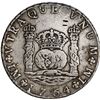 Image 1 : PERU, Lima, pillar 8 reales, Charles III, 1764 JM, no dot over right mintmark, with chopmarks, rare,