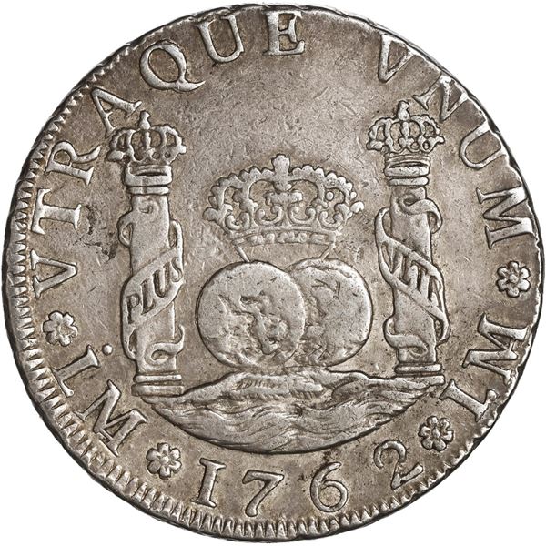 PERU, Lima, pillar 4 reales, Charles III, 1762 JM, very rare, ex-O'Brien, ex-Fleming.