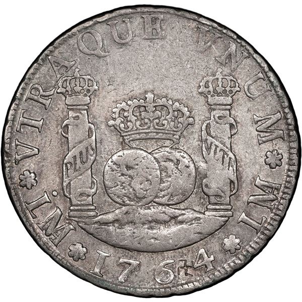 PERU, Lima, pillar 4 reales, Charles III, 1764 JM, very rare, PCGS XF details / chop mark, ex-O'Brie