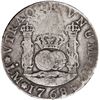 Image 1 : PERU, Lima, pillar 4 reales, Charles III, 1768 JM, very rare, PCGS F details / plugged, ex-O'Brien.
