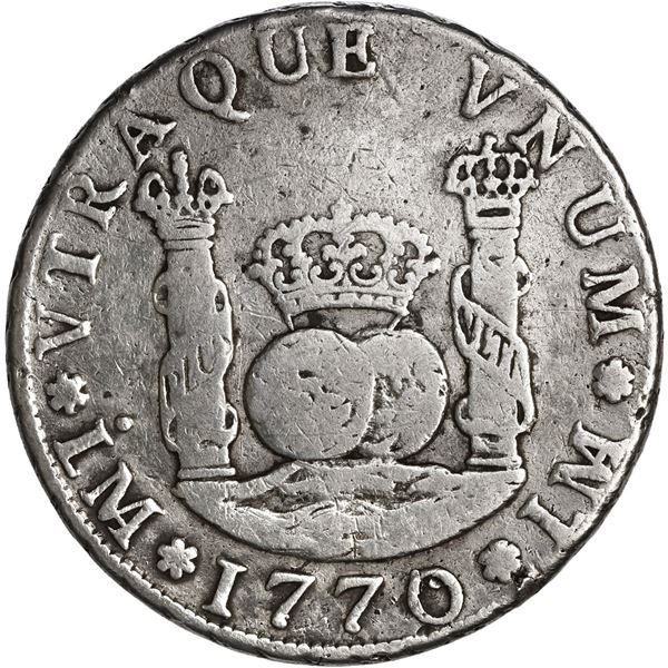 PERU, Lima, pillar 4 reales, Charles III, 1770 JM, rare, ex-O'Brien.
