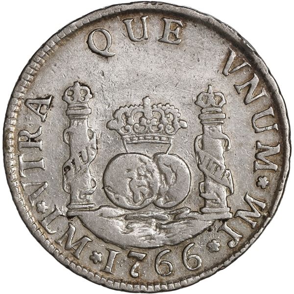 PERU, Lima, pillar 2 reales, Charles III, 1766/5 JM, extremely rare, ex-O'Brien.