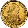 Image 1 : SPAIN, Madrid, gold bust 2 escudos, Charles IV, 1801 FA/MF, NGC MS 63.