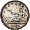 Image 1 : SPAIN, Madrid, 2 pesetas, Provisional Government, 1869 SN-M, 18-69 inside stars, NGC MS 64.